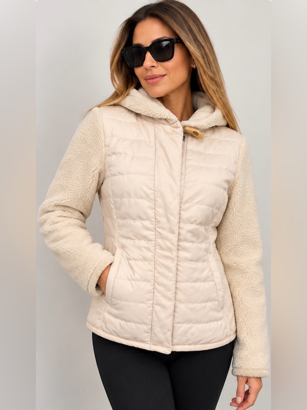 Vintage Y2K L-RL Lauren Active Ralph Lauren Cream Sherpa Puffer Jacket S